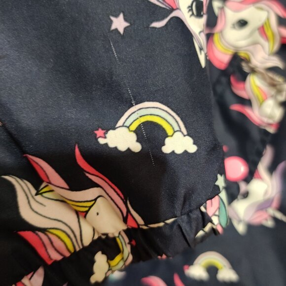 H&M 8-9Y Unicorn Lightweight Girls Jacket Navy Rainbow Detachable Hood Jacket - Picture 7 of 11